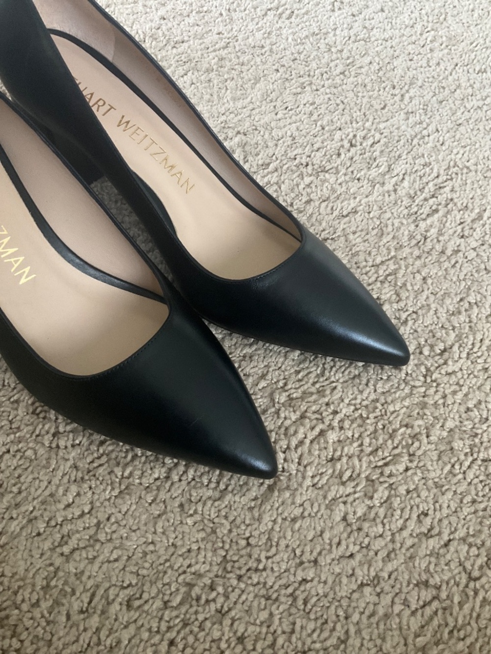 Stuart Weitzman Stuart Leather Block-Heel Pumps - Picture 3 of 9